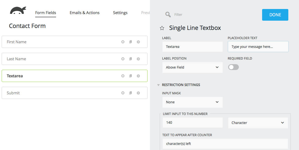 Ninja Forms 3x Edit Field