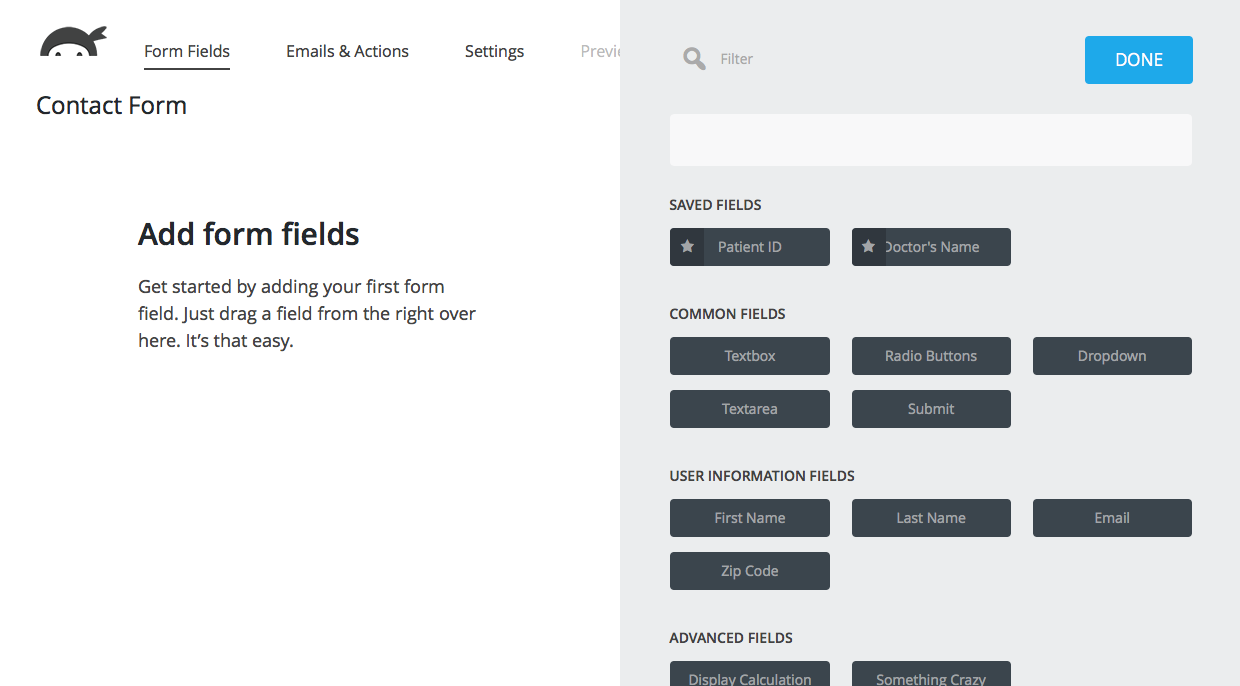 Ninja Forms 3x builder empty